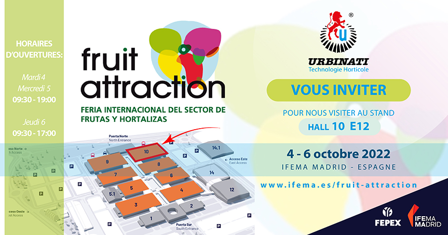 Invito FRUIT ATTRACTION 4‑6 octobre 2022 IFEMA Madrid Spagna Presso lo stand Hall 10 E12