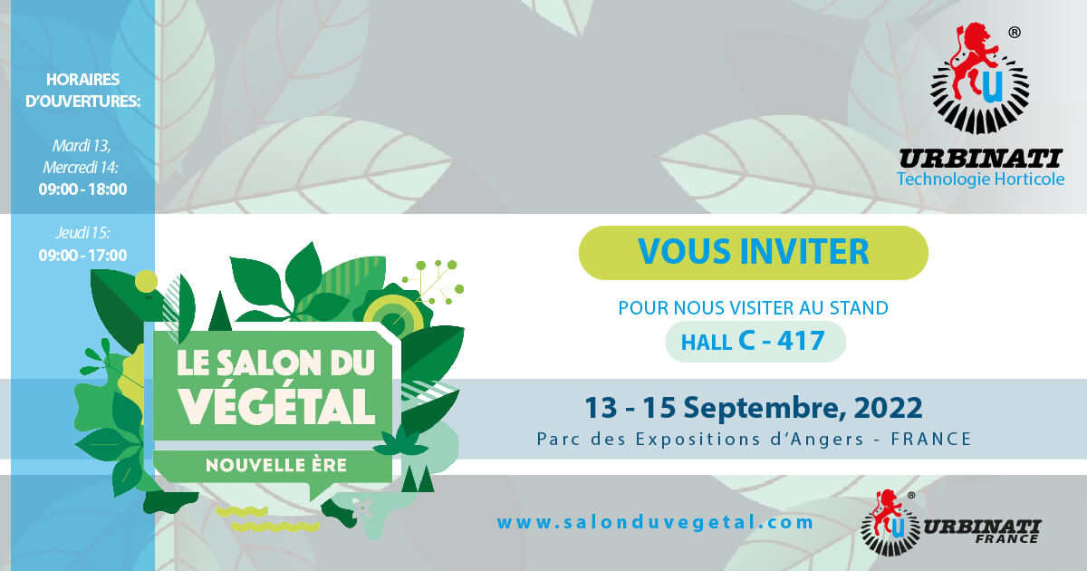 Invitation au salon du végétal 13‑15 septembre 2022, France-URBINATI Srl
