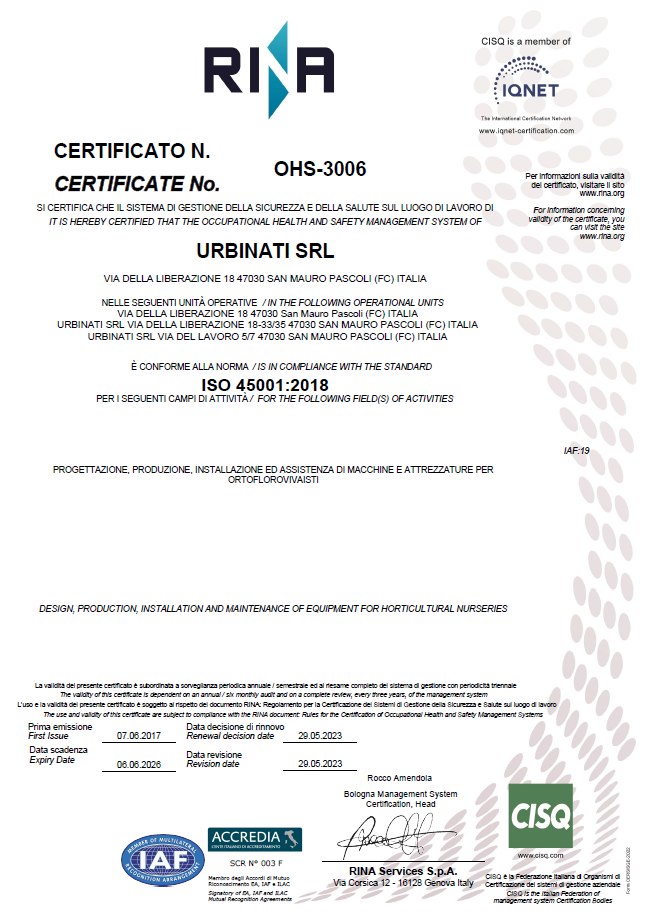 CERTIFICAZIONE ISO 45001